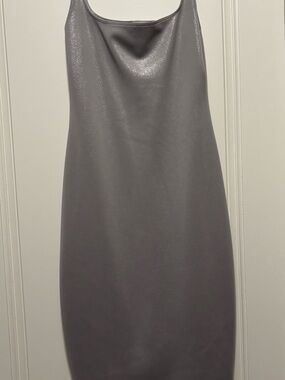 American Apparel Shimmer Charcoal Slip Midi Dress